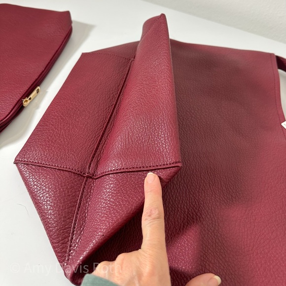 Anthropologie Vegan Leather Buckle Strap Bucket Bag in Red NWT - Picture 9 of 16